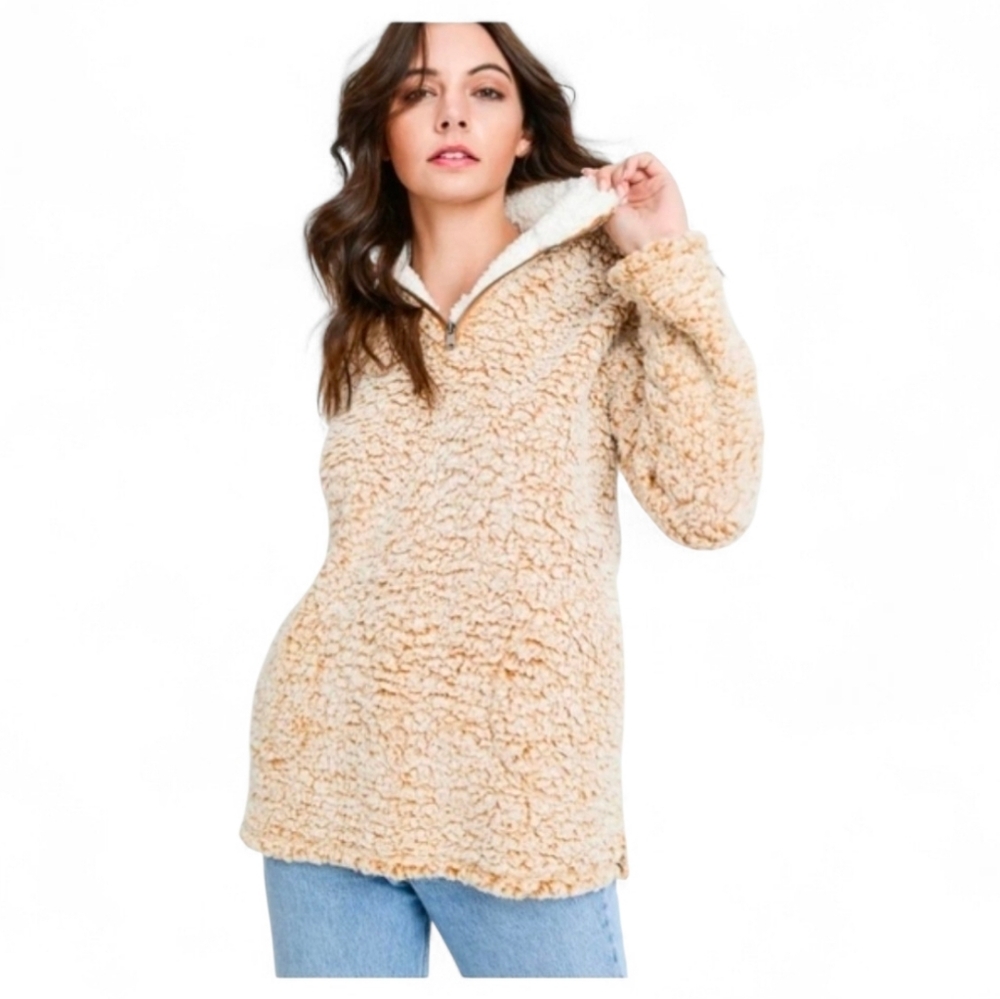 LOVE TREE Super Soft Teddy Zip Pullover - Medium